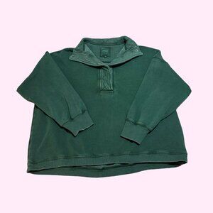 Aerie Getaway Quarter Snap Sweatshirt (2024 Edition), Deep Green, Size L